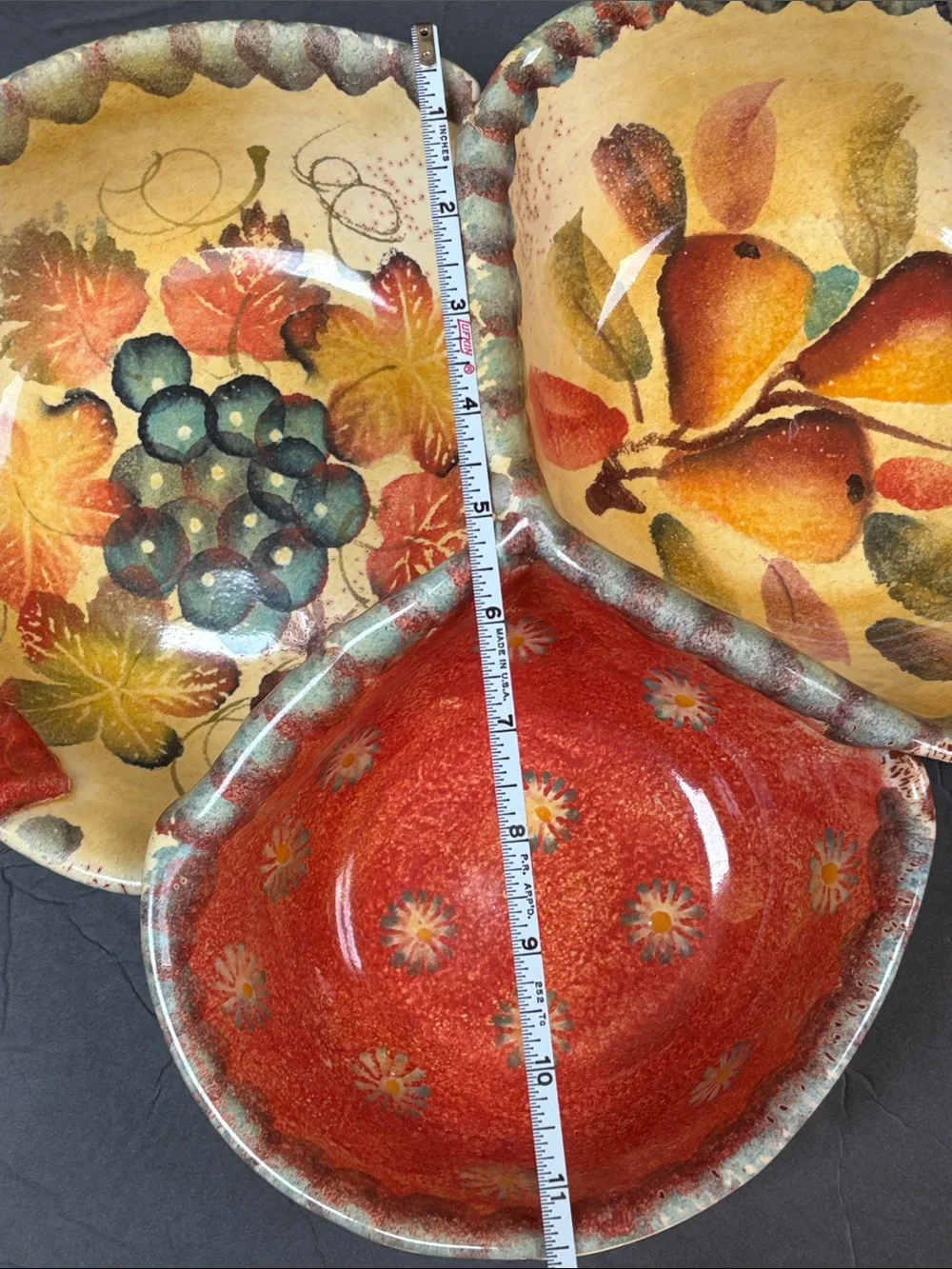 Italina Red Orange Yellow Three-Section  Serving Dish